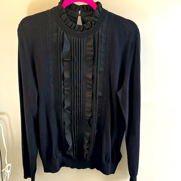 Ted Baker black knit, lace & ribbon sweater - Picture 1 of 8